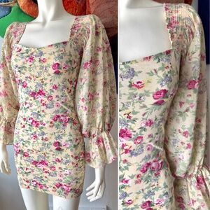Amazing Vintage FREDERICKS OF HOLLYWOOD Mini Dress Blouson Sleeves 1980s 1990s S
